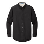 Port Authority S608 Unisex Customizable Black / Light Stone Long Sleeve Wrinkle-Resistant Easy-Care Dress Shirt - 2X