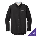 Port Authority S608 Unisex Customizable Black / Light Stone Long Sleeve Wrinkle-Resistant Easy-Care Dress Shirt - 2X