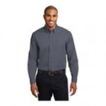 Port Authority S608 Unisex Customizable Black / Light Stone Long Sleeve Wrinkle-Resistant Easy-Care Dress Shirt - 2X