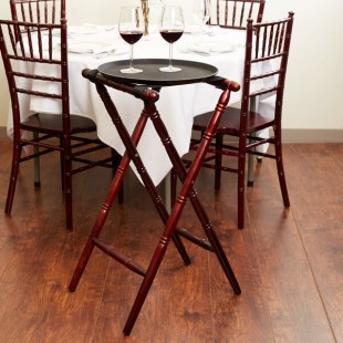 TableCraft 31 Mahogany Wood Tray Stand with Spindle Design - 31