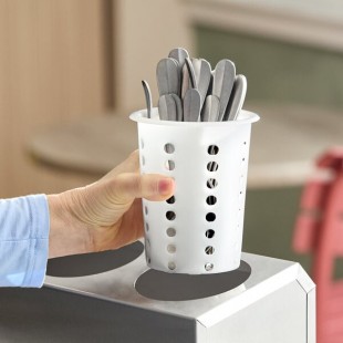 Choice White Perforated Plastic Flatware Holder Cylinder Choice White Perforated Plastic Flatware Holder Cylinder