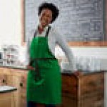 Choice Kelly Green Poly-Cotton Adjustable Bib Apron with 2 Pockets and Black Webbing Accents - 32 Choice Kelly Green Poly-Cotton Adjustable Bib Apron with 2 Pockets and Black Webbing Accents - 32