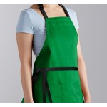 Choice Kelly Green Poly-Cotton Adjustable Bib Apron with 2 Pockets and Black Webbing Accents - 32 Choice Kelly Green Poly-Cotton Adjustable Bib Apron with 2 Pockets and Black Webbing Accents - 32