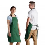 Choice Kelly Green Poly-Cotton Adjustable Bib Apron with 2 Pockets and Black Webbing Accents - 32 Choice Kelly Green Poly-Cotton Adjustable Bib Apron with 2 Pockets and Black Webbing Accents - 32