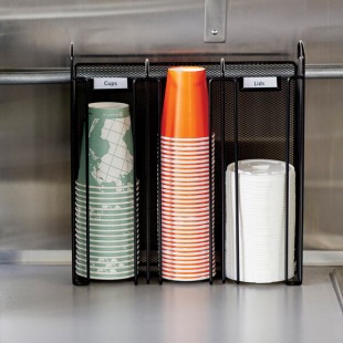Safco 3292BL Onyx Black 3-Section Steel Mesh Countertop Cup and Lid Organizer Safco 3292BL Onyx Black 3-Section Steel Mesh Countertop Cup and Lid Organizer