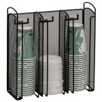 Safco 3292BL Onyx Black 3-Section Steel Mesh Countertop Cup and Lid Organizer