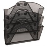 Safco 3292BL Onyx Black 3-Section Steel Mesh Countertop Cup and Lid Organizer