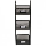 Safco 3292BL Onyx Black 3-Section Steel Mesh Countertop Cup and Lid Organizer