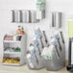 ServSense Stainless Steel 4-Section Slanted Countertop Cup / Lid Organizer