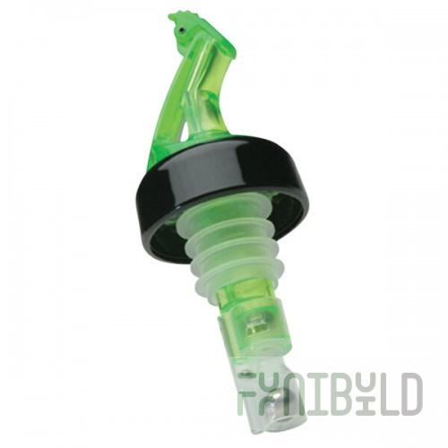 Precision Pours 12 SG C/F 0.5 oz. Shamrock Green Measured Liquor Pourer with Collar and Fliptop - 12/Pack