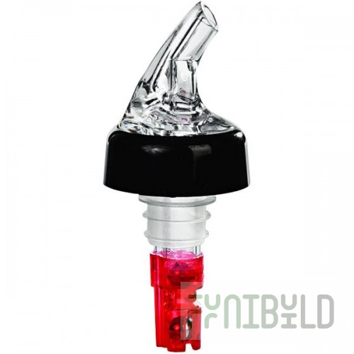 Franmara Posi-Pour 2000 1 oz. Clear Spout / Red Tail Portion Control Pourer 8240 BU - 12/Pack