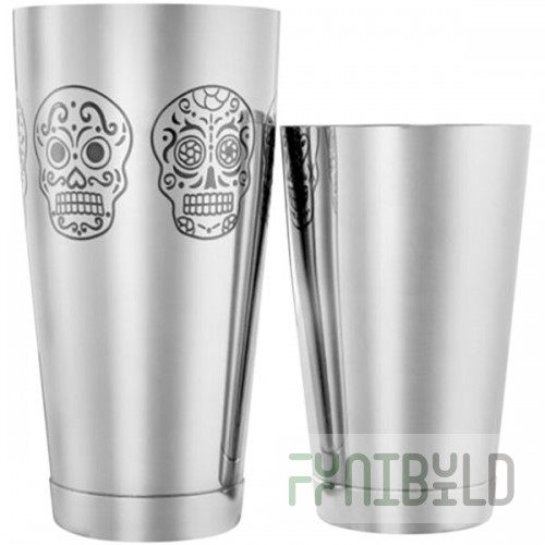 Barfly® 28 oz. & 18 oz. Stainless Steel Skull 2-Piece Cocktail Shaker M37009SKU