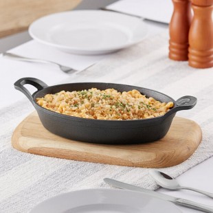 Valor 36 oz. Pre-Seasoned Mini Cast Iron Oval Casserole Dish - 12/Pack Valor 36 oz. Pre-Seasoned Mini Cast Iron Oval Casserole Dish - 12/Pack