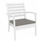 Siesta Artemis XL White Outdoor Club Arm Chair with Taupe Sunbrella Cushion Siesta Artemis XL White Outdoor Club Arm Chair with Taupe Sunbrella Cushion