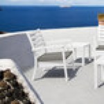 Siesta Artemis XL White Outdoor Club Arm Chair with Taupe Sunbrella Cushion Siesta Artemis XL White Outdoor Club Arm Chair with Taupe Sunbrella Cushion