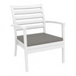 Siesta Artemis XL White Outdoor Club Arm Chair with Taupe Sunbrella Cushion Siesta Artemis XL White Outdoor Club Arm Chair with Taupe Sunbrella Cushion