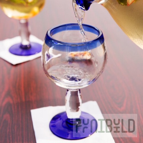Libbey 92309 Aruba 16 oz. Customizable Round Cocktail Glass with Cobalt Blue Rim and Base - 12/Case