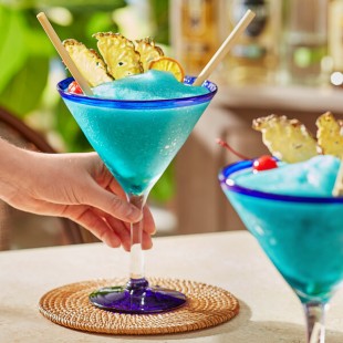 Acopa Tropic 24 oz. Martini Glass with Blue Rim and Base - 12/Case Acopa Tropic 24 oz. Martini Glass with Blue Rim and Base - 12/Case