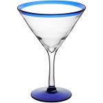 Acopa Tropic 24 oz. Martini Glass with Blue Rim and Base - 12/Case Acopa Tropic 24 oz. Martini Glass with Blue Rim and Base - 12/Case