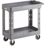 Lavex Medium Gray 2-Shelf Utility Cart - 34 1/2