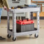 Lavex Medium Gray 2-Shelf Utility Cart - 34 1/2