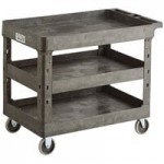 Lavex Medium Gray 2-Shelf Utility Cart - 34 1/2