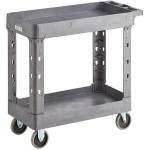 Lavex Medium Gray 2-Shelf Utility Cart - 34 1/2