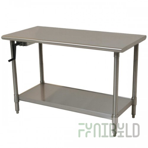 Eagle Group T2460SEB-BS-HA 16 Gauge Type 304 Stainless Steel Adjustable Height ADA / Ergonomic Work Table with Backsplash and Undershelf - 24