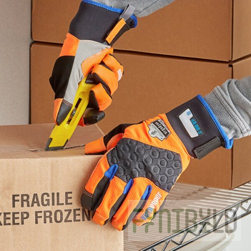 Ergodyne 17394 ProFlex 818WP Orange Thermal Waterproof Work Gloves with Tena-Grip - Large - Pair