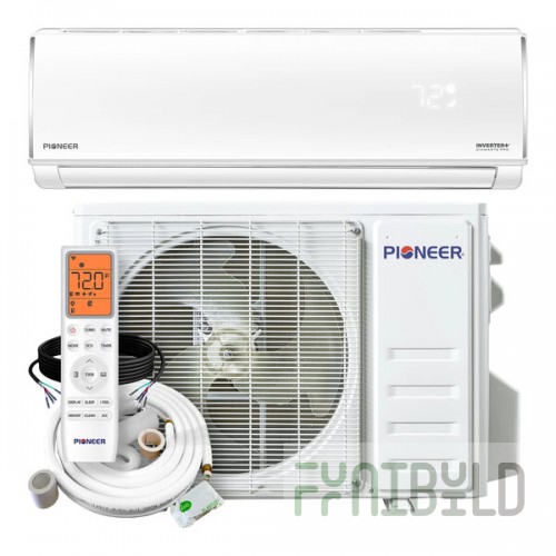 Pioneer Diamante Pro WYT-20 WYT030GLSI20RL High Wall-Mounted Ductless Mini Split AC / Heat Pump System - 19 SEER2, 31,500/33,000 BTU, 208-230V
