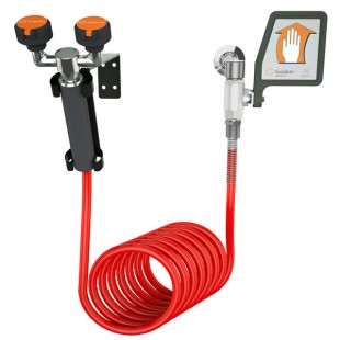 Guardian Equipment G5014 Wall Mounted Eyewash Station with 12' Coiled Drench Hose and Flag Handle