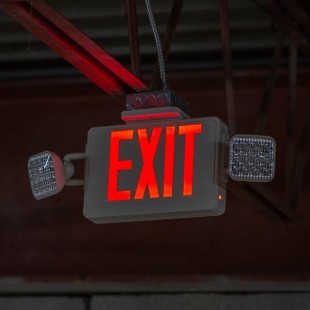 Lavex Remote Capable Red LED Exit Sign / Emergency Light Combo with Adjustable Arrows and Ni-Cad Battery Backup - 4.2 Watt Unit (2W Remote Capacity) Lavex Remote Capable Red LED Exit Sign / Emergency Light Combo with Adjustable Arrows and Ni-Cad Battery Backup - 4.2 Watt Unit (2W Remote Capacity)