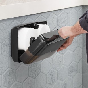Tork Elevation 5555290 Black Double Roll Mini Jumbo Toilet Tissue Dispenser T2 Tork Elevation 5555290 Black Double Roll Mini Jumbo Toilet Tissue Dispenser T2