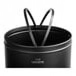 Lancaster Table & Seating 15 Gallon Black Powder-Coated Metal Round Decorative Trash Can with Push Door Lid