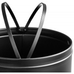 Lancaster Table & Seating 15 Gallon Black Powder-Coated Metal Round Decorative Trash Can with Push Door Lid
