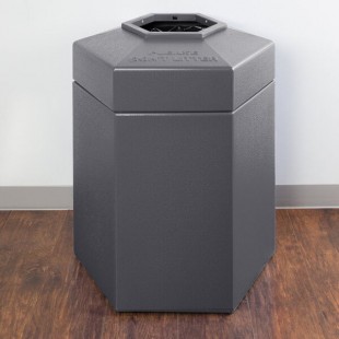 Commercial Zone 737203 PolyTec 45 Gallon Gray Hexagonal Trash Can with Open Top