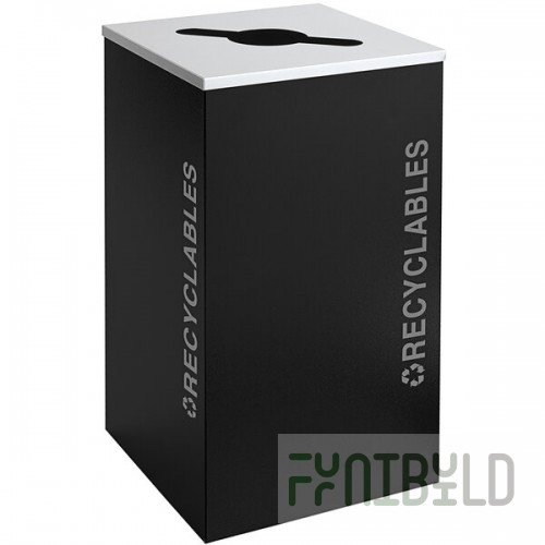 Ex-Cell Kaiser RC-KDSQ-R BT-PBG Black Tie Kaleidoscope Pebble Black Gloss Square 24 Gallon Recyclables Receptacle