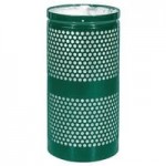 Ex-Cell Kaiser RC-34R DM CANS RBL Landscape Series 34 Gallon Blue Gloss Round Perforated Trash Receptacle with Dome Top