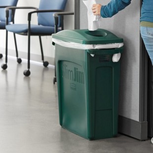 Rubbermaid® Slim Jim 64 Qt. / 16 Gallon Green Rectangular Trash Can with 2 Hole Lid Rubbermaid® Slim Jim 64 Qt. / 16 Gallon Green Rectangular Trash Can with 2 Hole Lid