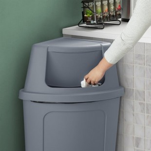 Lavex 21 Gallon Gray Corner Round Push Door Trash Can Lid