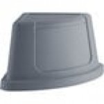 Lavex 21 Gallon Gray Corner Round Push Door Trash Can Lid