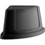 Lavex 21 Gallon Gray Corner Round Push Door Trash Can Lid