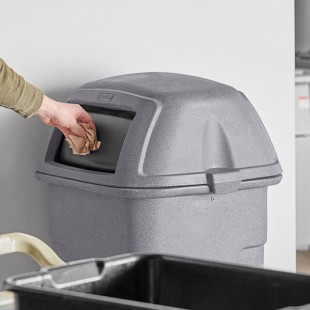 Toter STL35-00GST Graystone Square Dome Lid with Swing Door for 35 Gallon Slimline Trash Cans