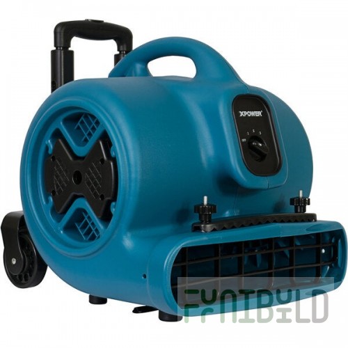 XPOWER P-630HC Blue 3-Speed Air Mover with Telescopic Handle and Wheels - 1/2 hp