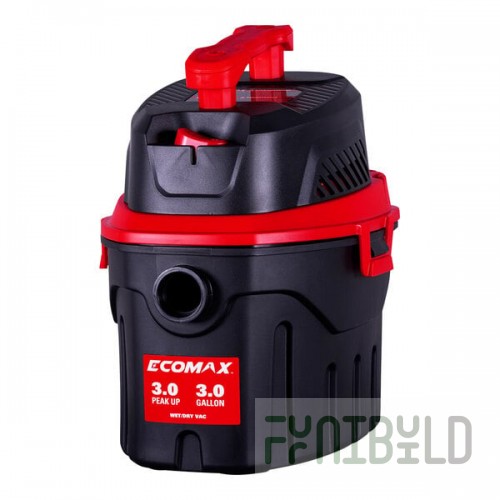 Ecomax EM18910P-3 3 Gallon 3 Peak hp Wet / Dry Vacuum with Tool Kit - 120V, 1 Phase