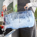 Vigor 6 Gallon Blue Polycarbonate Ice Tote Kit with 64 oz. Scoop, Scoop Holder, Lid, and Hanger
