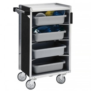 Lakeside 890B Medium-Duty Stainless Steel Enclosed Bussing Cart with Ledge Rods and Black Laminate Finish - 17 5/8 Lakeside 890B Medium-Duty Stainless Steel Enclosed Bussing Cart with Ledge Rods and Black Laminate Finish - 17 5/8