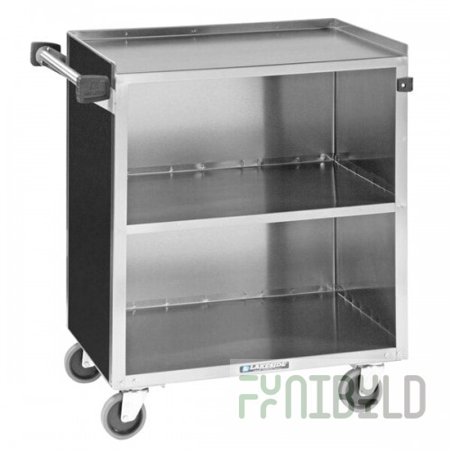 Lakeside 644B Black Laminate 3 Shelf Stainless Steel Beverage Service Cart - 39 1/4