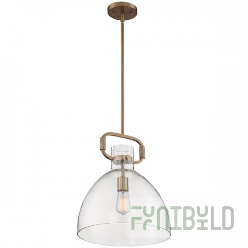 SATCO/NUVO Teresa 1-Light Pendant Light with Clear Glass and Burnished Brass Finish - 120V, 100W