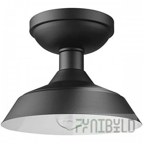 Globe Farmhouse Indoor / Outdoor Matte Black Flush Mount Light - 120V, 60W